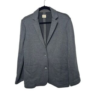 FAHERTY‎ BRAND Inlet Knit Blazer Women's M Charcoal 2 Button Pockets sustainable